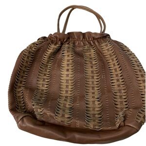 ELIE TAHARI large brown genuine soft leather hobo tote.